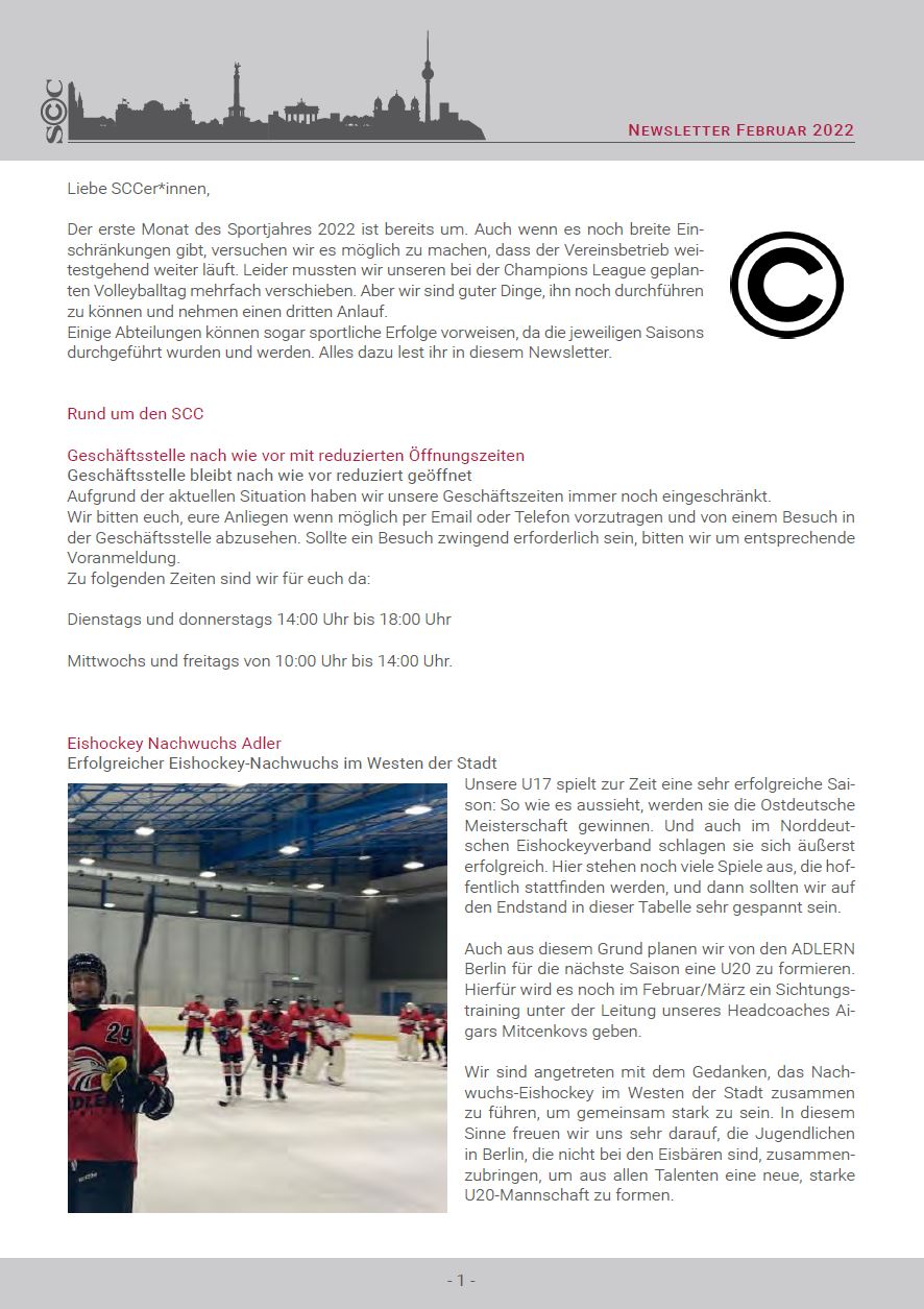 SCC BERLIN Newsletter 2022 02 Vorschau